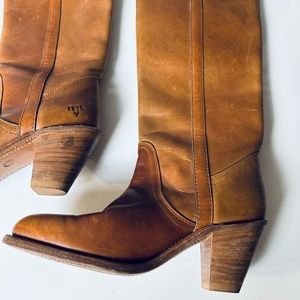 Frye Vintage 1980s Tall Pull-on Stacked Heel Boots